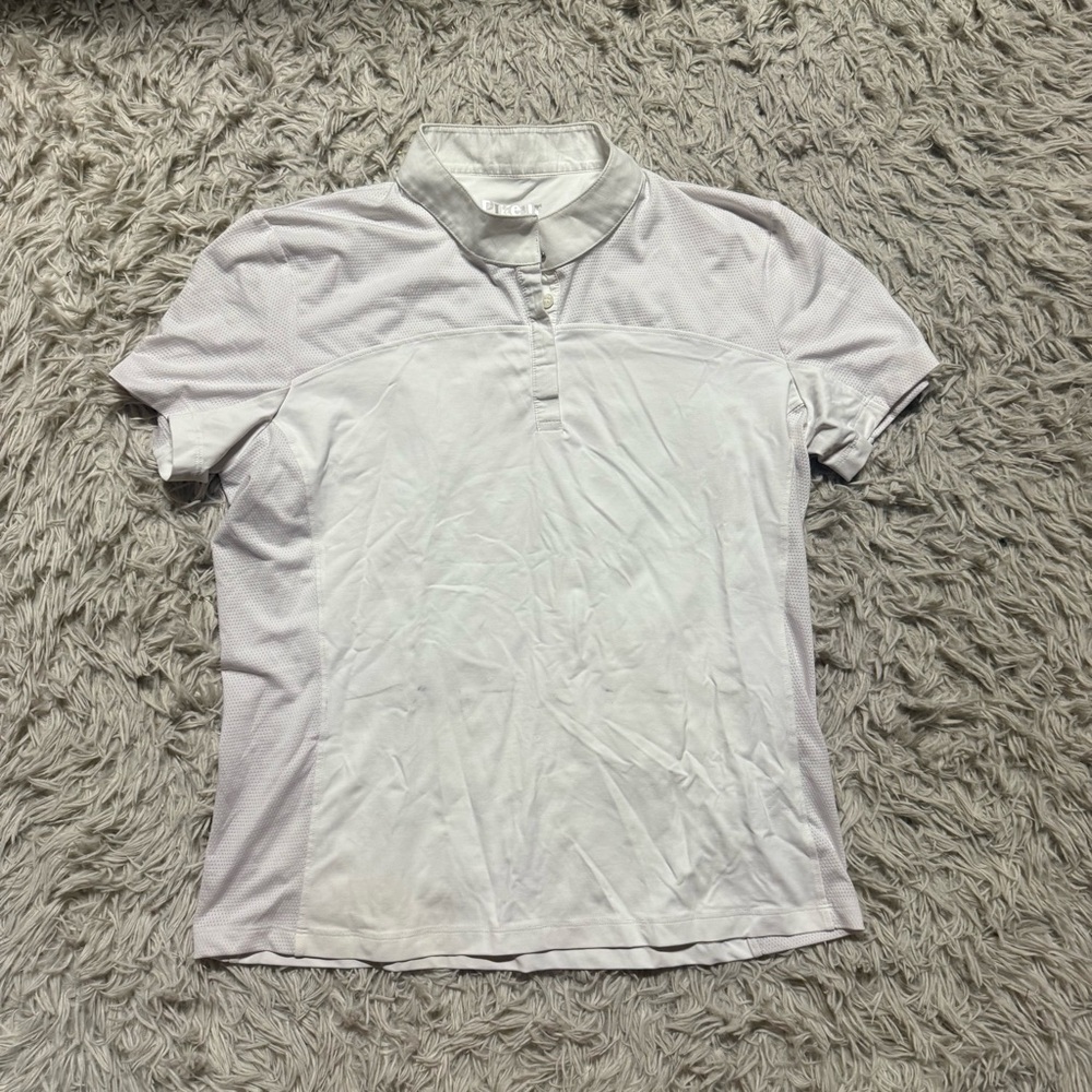 Women’s Size 46 White Pikeur Short Sleeve Horseback Riding Show Shirt
